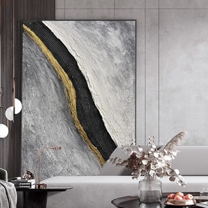 Pintura al Óleo Pintada a Mano, Arte Abstracto en Blanco, Negro y Gris, Efecto 3D, Marco Metálico, Estilo Lujoso, Arte de Pared para Sala de Estar, Fondo para Sofá - Product Image 1