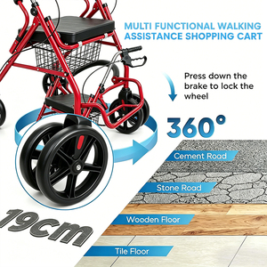 Déambulateur pliant léger à quatre roues pour usage extérieur, pliage en une seconde, aide à la mobilité durable pour personnes âgées - Product Image 3