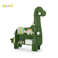 Bibliothèque Montessori dinosaure vert pour enfants Construction en bois massif Conception sûre et stable