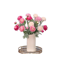 Fleurs artificielles en latex blanc effet naturel, faites à la main, 3 têtes de renoncules, simulation pour décoration intérieure, vente en gros, Saint-Valentin, Pâques