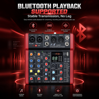 Console de mixage audio professionnelle 4 canaux, console de mixage sonore avec enregistrement USB, alimentation fantôme 48V intégrée pour scène, enregistrement
