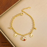 Bracelet Pendentif Fleur en Zircon en Acier Inoxydable Plaqué Or 18 carats de Haute Qualité, Chic et Moderne, pour Femme, Idéal Cadeau ou Soirée