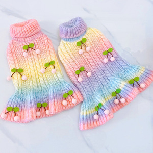 Mùa Thu Mùa Đông Ngoài Trời Đi Bộ Dễ Thương Cherry Kitty Vest Puppy Ăn Mặc Cho Nhỏ Vừa Chó Gradient Rắn Cổ Điển Quần Áo Vật Nuôi - Product Image 6