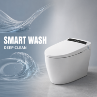 WC intelligent monobloc avec buse antibactérienne, lavage des fesses, lavage intime, siège chauffant, chasse d'eau automatique, affichage numérique et télécommande