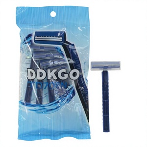 Rasoir de sécurité double jetable pour le rasage du visage, manche en plastique, lame rechargeable en acier inoxydable, marque OEM, modèle LB-PR-187, pour hôtels - Product Image 1