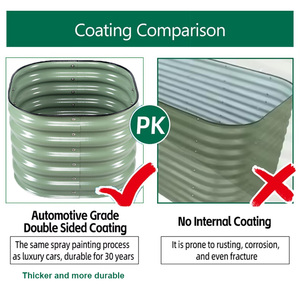 أحواض زرع معدنية مرتفعة قابلة للتجميع من المصنع، صناديق زراعة كبيرة من الصلب المجلفن للاستخدام الخارجي في الحدائق على الأرضيات - Product Image 4
