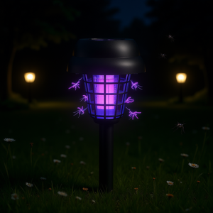 Piège à moustiques solaire, lot de 4, batterie rechargeable, double LED UV, choc électrique, lutte antiparasitaire, lumière de jardin extérieure - Product Image 2