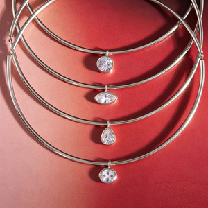 Collana Girocollo Classica con Ciondolo a Forma di Uovo in Zircone Bianco, <span class=keywords><strong>Catena</strong></span> in Acciaio Inossidabile Placcato Oro, Design Geometrico, Regalo per Donna - Product Image 6