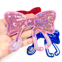Badge à sequins brillants en forme de stéthoscope, nœud papillon brodé, applique thermocollante DIY pour infirmière, médecin, uniforme médical - Vente en gros