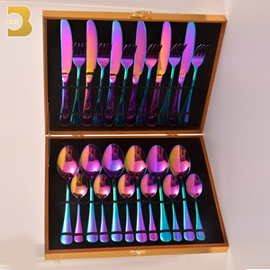 Arc-en-ciel En Acier Inoxydable <span class=keywords><strong>18</strong></span> <span class=keywords><strong>10</strong></span> 24 pièces <span class=keywords><strong>Couverts</strong></span> Maison Bon <span class=keywords><strong>couverts</strong></span> - Product Image 2
