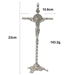 기독교 가정 장식 서 십자가 기본 실버 도금 금속 예수 십자가 책상 장식 가정 종교 선물 - Product Image 3