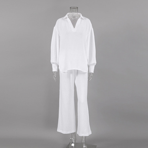 Automne Double couche gaze haut et pantalon deux pièces ample femmes maison Nishing - Product Image 6