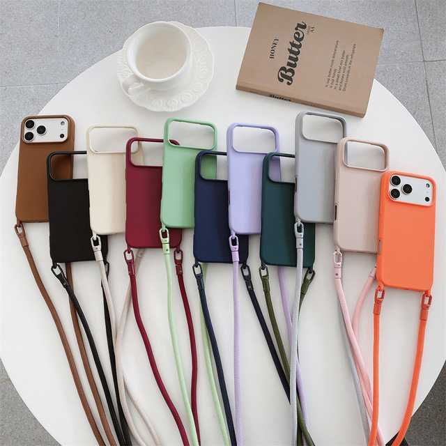 Crossbody Strap Cross-Border New Model TPU for 17 Pro Max Phone Case Matte Skin Feel Ins Style Fabric Anti-Drop Protection