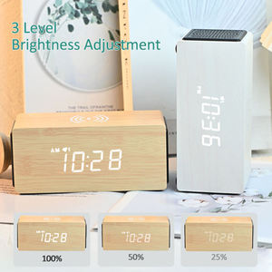 Blue Tooth Wireless Digital Charger Led With <strong>Speakers</strong> Charging Wooden <strong>Clocks</strong> Table Desk <strong>for</strong> Blue Tooth Sound Alarm <strong>Clock</strong> <strong>Speaker</strong> - Product Image 4
