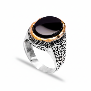 Oval Onyx Stone Tugra Design Ottoman <b>Men's</b> <b>Ring</b> Turkish Handmade Wholesale Authentic <b>Silver</b> <b>Men</b> <b>Ring</b> - Product Image 2