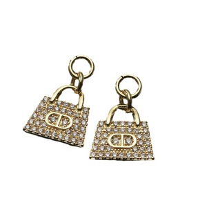Fashion <b>Stud</b> <b>Earrings</b> Gold Rhinestone Lock Shape Alphanumeric Script Party Jewelry Zinc Alloy Micro Insert - Product Image 2