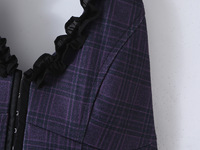 Robe midi dos nu à carreaux pour femme, modèle 2026 personnalisé, avec jupe bouffante cintrée à la taille, usine de vêtements OEM et ODM en Chine pour la vente en gros