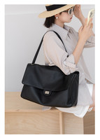Petit sac Xiangfeng en cuir de vachette de couleur unie - Sac à bandoulière décontracté pour femme, grande capacité, sac fourre-tout avec rabat