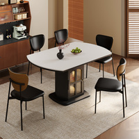 Table à manger ronde extensible en bois massif moderne, 4 chaises, multifonctionnelle pour appartement, villa, hôtel