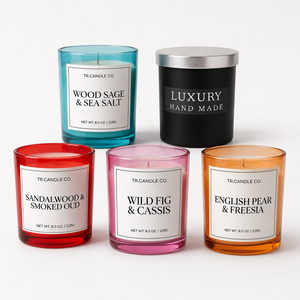 Bougie parfumée en cire de soja rose mat de luxe dans un bocal en verre avec couvercle métallique pour une décoration esthétique de la maison, vente en gros, marque privée - Product Image 1