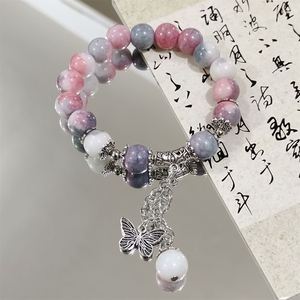Fashion Elastic Colorful <b>Beads</b> <b>Bracelet</b> Lava Turquoise Crystal Gemstone <b>Beads</b> Elegant Butterfly Pendant Bangles Wedding Gift - Product Image 6