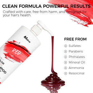 Sampo Pewarna Rambut Merah - Penyegar Warna, Pewarna Rambut Vegan, OEM&ODM, Pembersih & Kondisioner Rambut 3-in-1 yang Menetapkan Warna - Product Image 3
