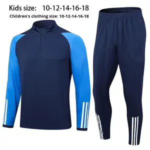 Legging en maille à <span class=keywords><strong>demi</strong></span>-zip, sans étiquette, design de logo simple, ensembles d'entraînement de football d'hiver, veste à manches longues, maillot de football pour enfants - Product Image 4