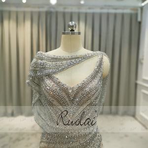 Ruolai LWC8037 abito da sera lungo da sera <span class=keywords><strong>con</strong></span> scollo a V e scollo a V <span class=keywords><strong>con</strong></span> scollo a sirena senza schienale <span class=keywords><strong>con</strong></span> scialle di cristallo - Product Image 3