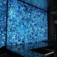 Agate naturelle translucide stratifiée avec des dalles de pierre précieuse d'agate bleue rétroéclairées personnalisées de panneau de verre