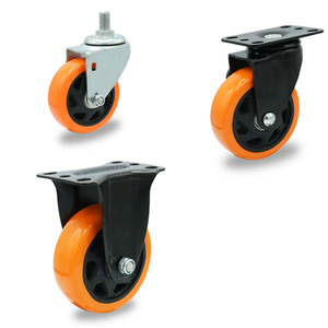 Nenhum noise100mm laranja poliuretano rodas giratórias rodízio 4 polegadas pesados - Product Image 3