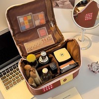 Petite trousse de maquillage en forme de maison pour femmes, trousse de toilette portable, trousse de toilette étanche de grande capacité, organiseur de cosmétiques