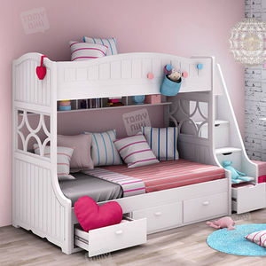 Cama Literas Doble para Niños con Cajón y <span class=keywords><strong>Escalera</strong></span> para Dormitorio o Escuela - Muebles Combinados con <span class=keywords><strong>Escalera</strong></span> Colgante - Product Image 1