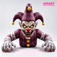 Modèle de Clown Maléfique Gonflable Géant, Sculpture Gonflable Personnalisée de Clown d'Horreur pour Décoration de Scène de Concert et Maison Hantée