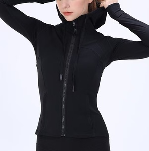 Ensemble de yoga pour femmes, veste à capuche (2 pièces, couleur unie) |   Fermetures éclair à manches longues, respirantes et hautement élastiques pour les sports de plein air - Product Image 5