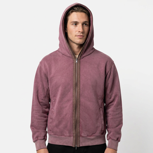 Sweat à capuche unisexe épais à fermeture éclair, couleur unie, en coton molletonné, décontracté, pour l'hiver, respirant, coupe oversize - Product Image 1