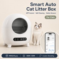 Bac à litière pour chat, nettoyage automatique intelligent, 65L, 12kg, sans odeur, application télécommandée, toilette électrique automatique pour animaux de compagnie
