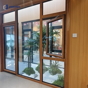 Fenêtre coulissante moderne en aluminium et bois <span class=keywords><strong>composite</strong></span> avec rupture de pont thermique, double vitrage Low-E pour villa de luxe - Product Image 4