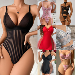 Conjunto de lencería sexy transparente de dos piezas al por mayor de fábrica, sujetador de encaje de malla para mujer, conjuntos de lencería de encaje - Product Image 3
