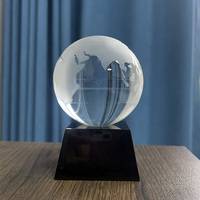 Monde de verre cristal sur Socle Noir Base MH-Q0230