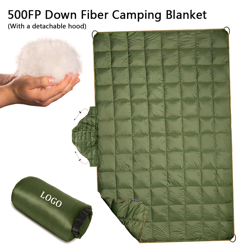 Vert olive (Couverture en fibre de duvet 500FP, avec un capuchon détachable)