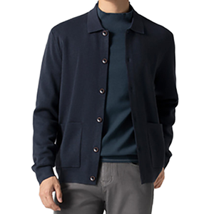 <b>Men's</b> 100% Cotton Knitted <b>Cardigan</b> Button Closure Turn-down Collar Full Sleeve Breathable Autumn Wear Anti-Pilling Solid Style - Product Image 1