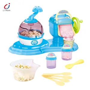 Chengji kids pretend play 2 in 1 multifunction diy popcorn making kitchen set real ice cream maker toy machine
