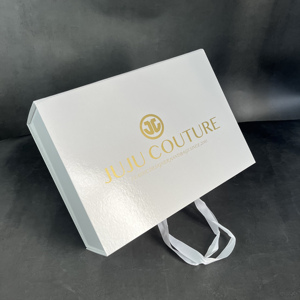 Custom Luxury jewelry <b>Boxes</b> with Gold Logo Satin Handle & Beauty skin Care <b>Packing</b> Box White Foldable Magnetic Box for Gift - Product Image 4