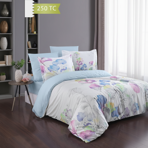 Ensemble de housse de couette en satin de coton mélangé au bambou Varol 250 TC, design floral moderne, taille familiale pour usage domestique - Product Image 3