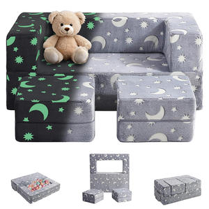 डार्क मॉडुलर बच्चों में कस्टम चमक सोफे का पता लगाते हैं, 1 गुना में 3 गुना आउट टॉडलर वॉशर और टिकाऊ कवर के साथ - Product Image 1