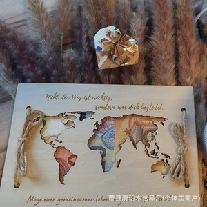 Clip para Billetes de Madera con Mapa del Mundo de 7 Pulgadas, Regalo Hecho a Mano Vintage para Decoración de Bodas - Product Image 2