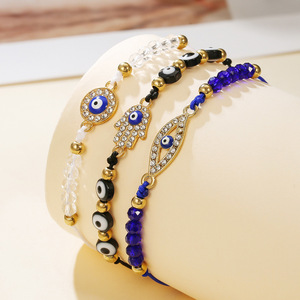 ชุดกำไลข้อมือลูกปัดลายตาปีศาจสไตล์ยุโรป โลหะผสมสังกะสี เครื่องประดับสำหรับทุกเพศ ของขวัญ ดีไซน์เรขาคณิต ประดับด้วยไมโครอินเซอร์ท SY0980 1 - Product Image 1