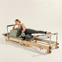 ZENJOY Dropshipping Reformer de Pilates Classique Pliable en Chêne, Équipement de Yoga et Pilates Gain de Place pour la Maison, la Salle de Sport et le Studio
