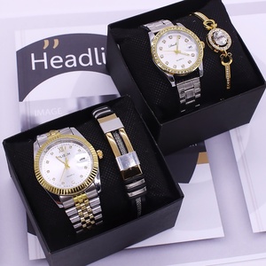 Set di Orologi da Polso per Coppia, Impermeabili, al Quarzo, con Bracciale in Acciaio Inossidabile, Materiale in Lega, <span class=keywords><strong>Calendario</strong></span> - Product Image 2