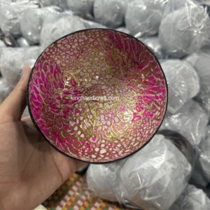 Tazón de cáscara de coco sostenible ecológico Acabado de laca a mano | Tazón decorativo natural para comedor en casa - Product Image 1